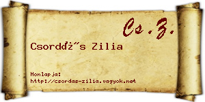Csordás Zilia névjegykártya