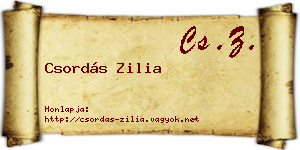 Csordás Zilia névjegykártya